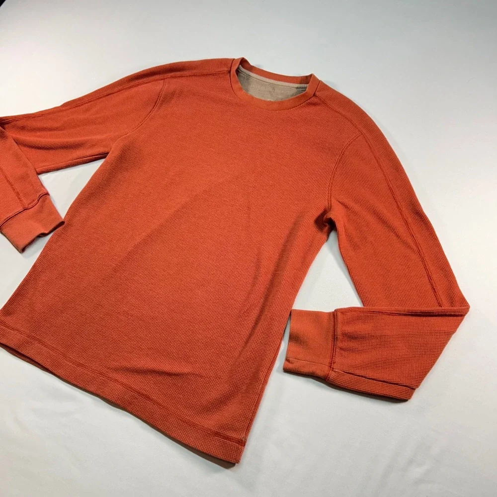 Banana Republic Mens Small Burnt Orange Waffle‎ Knit Thermal Long Sleeve Shirt